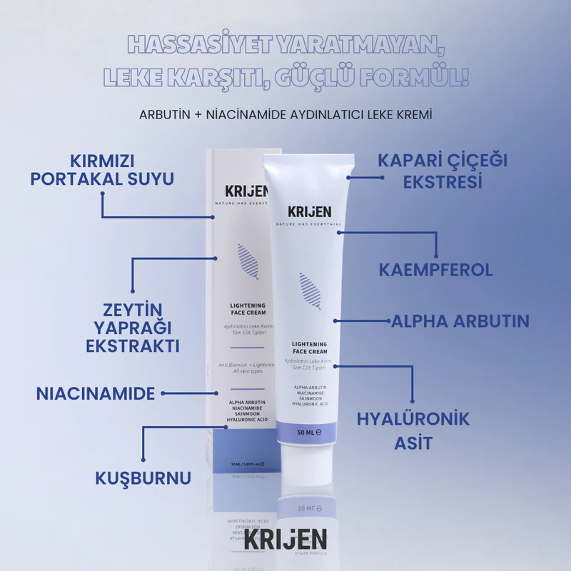 Arbutin + Niacinamide Aydınlatıcı Leke Kremi | Siyah Pirinç Özü + Kırmızı Portakal Suyu Özü + Doğal Yağlar