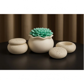 Maison Noe Maison Noé 3’lü Doğal Taş Dokulu Takı & Saklama Kutusu Seti