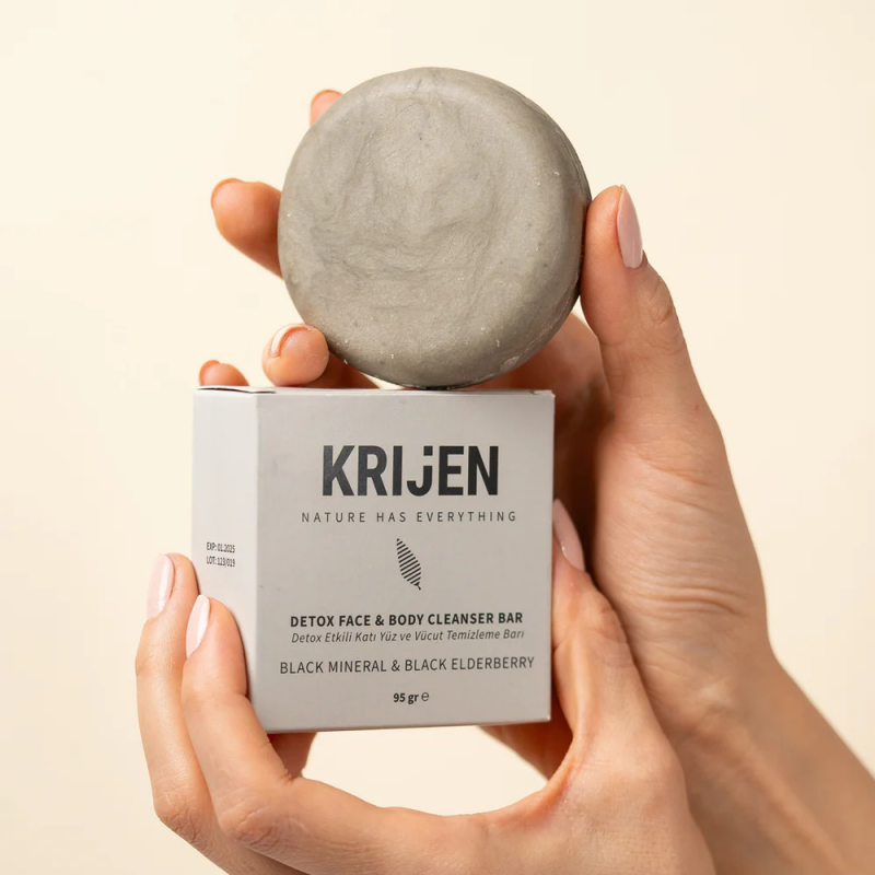 Detox Etkili Siyah Mineral & Kara Mürver Yüz ve Vücut Temizleme Barı | Karamürver Özü + Kaolin Kili + Doğal Yağlar