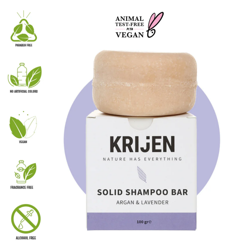 Argan & Lavanta Katı Şampuan | Bitkisel Keratin + E Vitamini + Panthenol + Doğal Yağlar