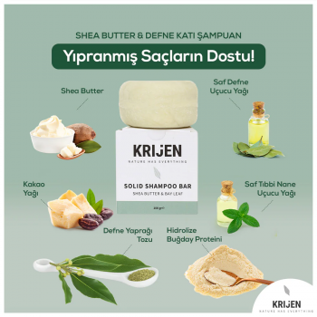 Shea Butter & Defne Katı Şampuan | Bitkisel Keratin + E Vitamini + Panthenol + Doğal Yağlar