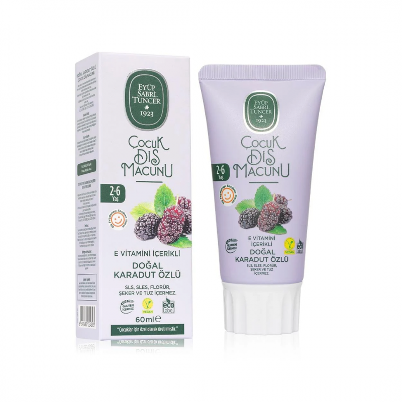 Doğal Karadut Özlü 2-6 Yaş Çocuk Diş Macunu 60 ml