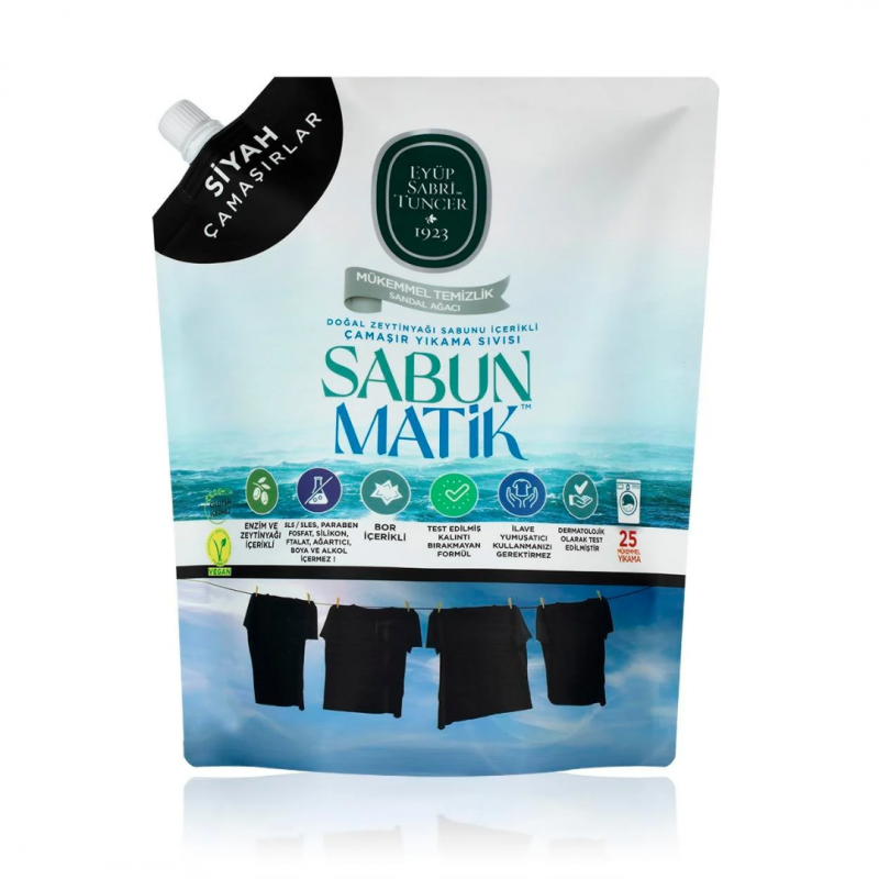 Doğal Zeytinyağlı Çamaşır Yıkama Sıvısı Siyahlar 1,5 lt