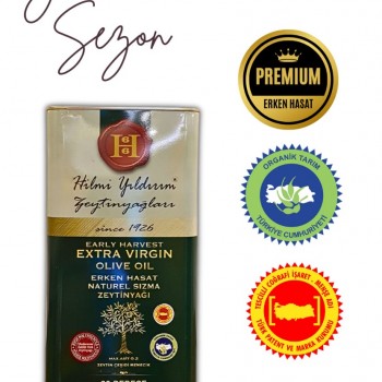 Ödüllü Erken Hasat Filtreli Soğuk Sıkım Organik Natürel Sızma Zeytinyağı 5 L